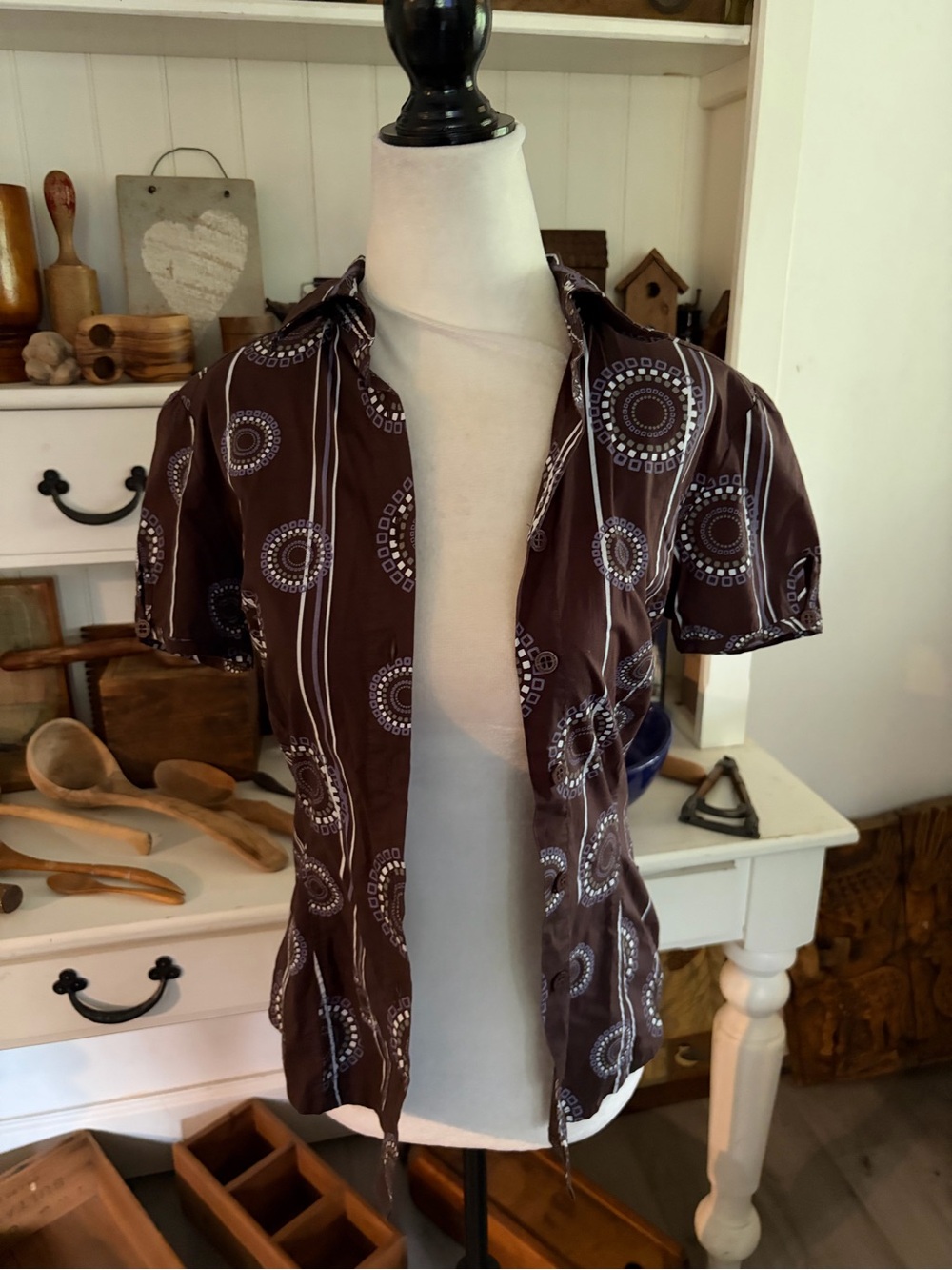 Chlorophyll Women’s Short-Sleeve Brown Patterned Shirt
